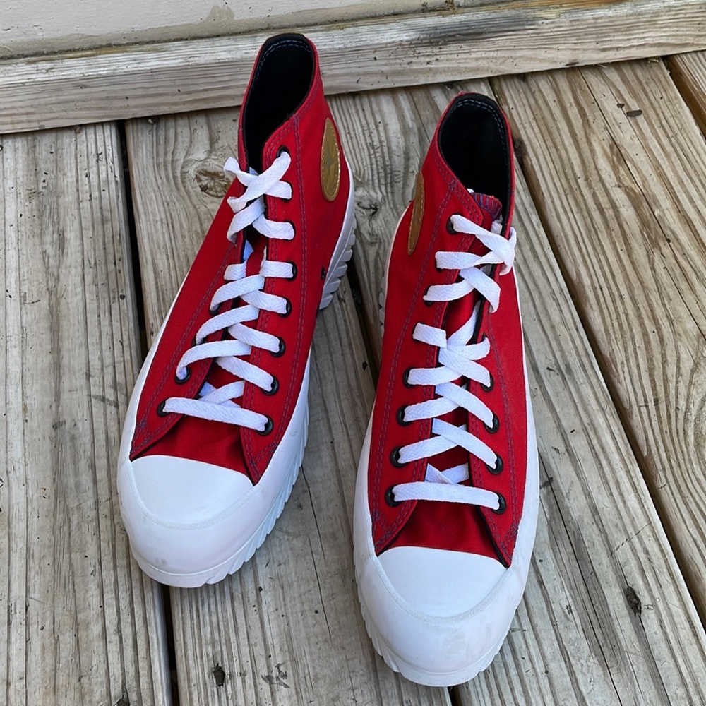 LIKE NEW- CONVERSE ALL STAR Hi-Top RED Lugged Sneakers Size M8.5/W10.5 - Picture 8 of 13